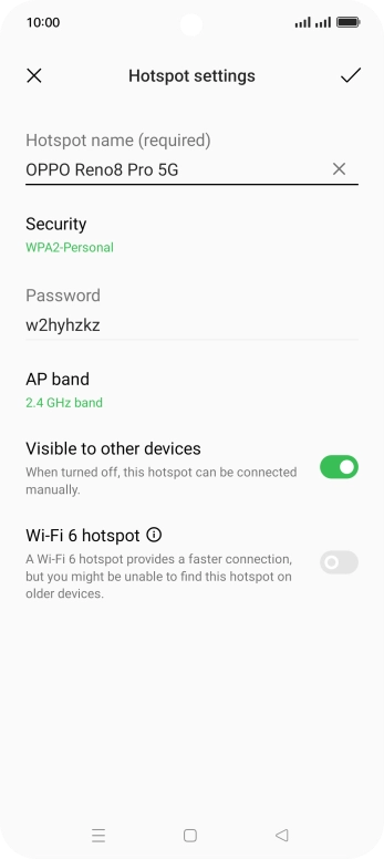 Press the field below 'Hotspot name (required)' and key in the required name.