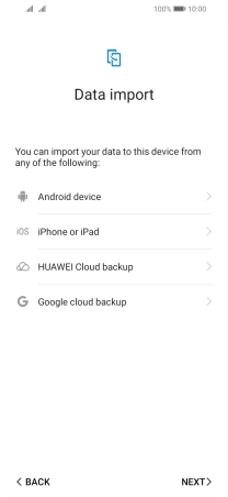 You can transfer the contents of another phone to your phone when it's activated for the first time and after a factory reset. When this screen is displayed, your phone is ready to transfer contents from another phone.
