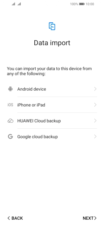 You can transfer the contents of another phone to your phone when it's activated for the first time and after a factory reset. When this screen is displayed, your phone is ready to transfer contents from another phone.