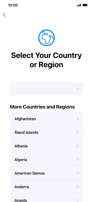 Press the required country or area.