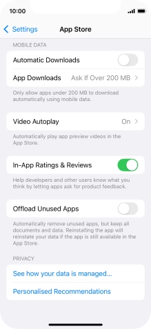 Press the indicator next to 'Offload Unused Apps' to turn the function on or off.