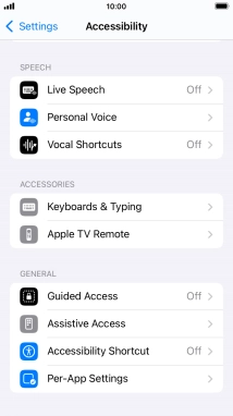 Press the required category below 'SPEECH' and follow the instructions on the screen to select the required settings.