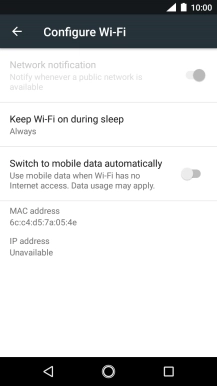 Press the indicator next to 'Switch to mobile data automatically' to turn the function on or off.