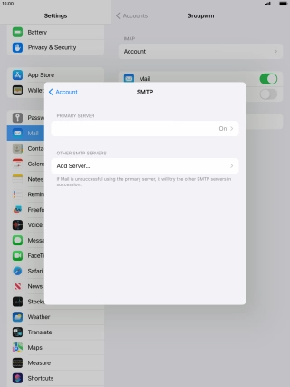 Press the field below 'PRIMARY SERVER'.