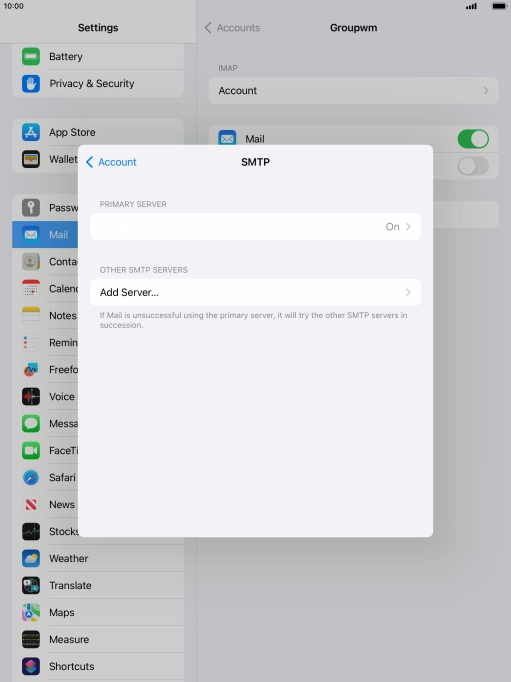 Press the field below 'PRIMARY SERVER'.