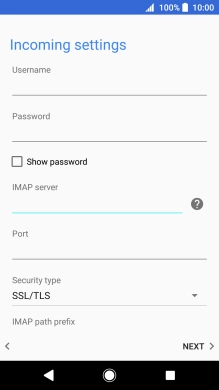 Press the field below 'Port' and key in 143.