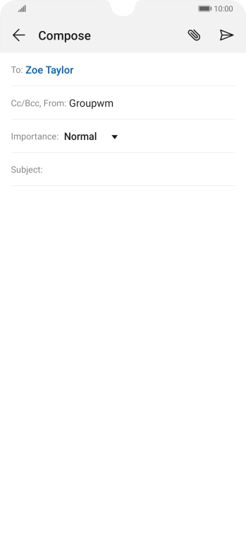 Press the field next to 'Subject:' and key in the required subject.