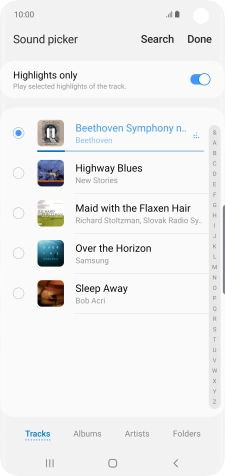 Once you've found a ring tone you like, press Done.