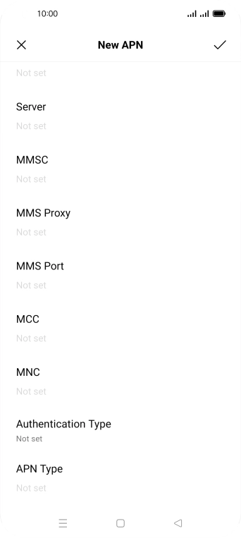 Press the field below 'MCC' and key in 234.