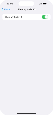 Press the indicator next to 'Show My Caller ID' to turn the function on or off.