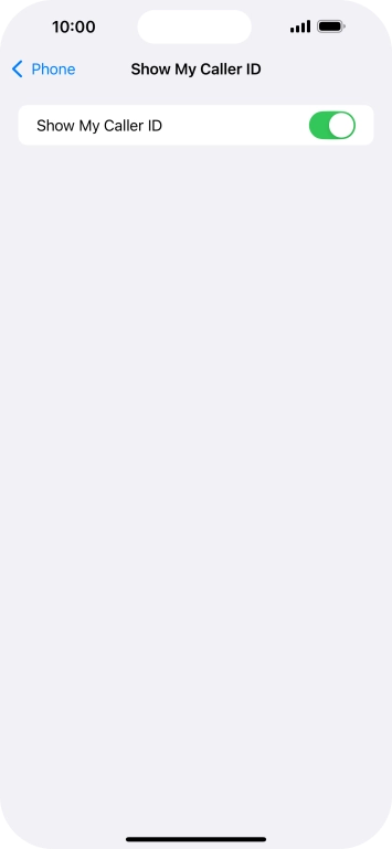 Press the indicator next to 'Show My Caller ID' to turn the function on or off.