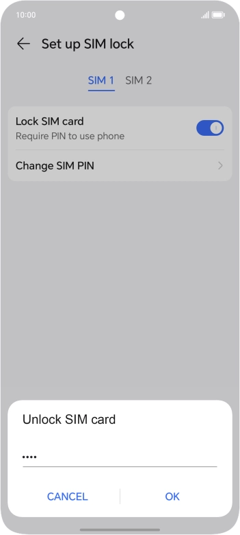 Key in your SIM PIN and press OK. The default SIM PIN is 0000.