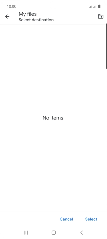 To create a new folder, press the new folder icon and follow the instructions on the screen to create a new folder.