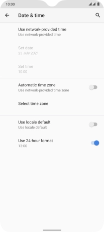 Press the indicator next to 'Automatic time zone' to turn on the function.
