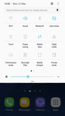 Press Mobile data to turn the function on or off.