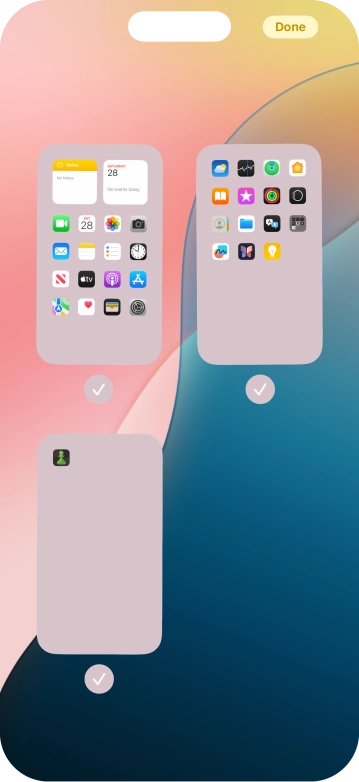 Press the field below the required home screen page to turn page view on or off.