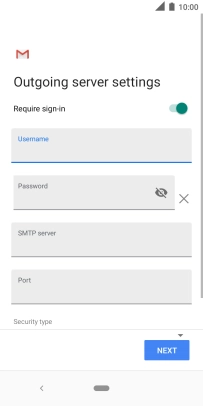 Press the field below 'Password' and key in the password of your email provider's outgoing server.
