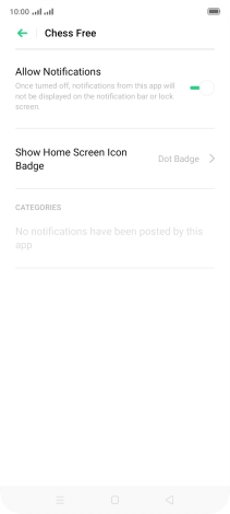 Press the indicator next to 'Allow Notifications' to turn the function on or off.