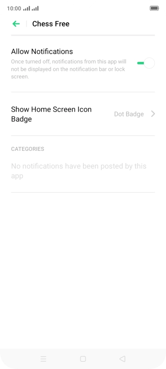 Press the indicator next to 'Allow Notifications' to turn the function on or off. Press the indicator next to 'Allow Notifications' to turn the function on or off.