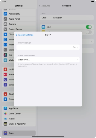 Press the field below 'PRIMARY SERVER'.