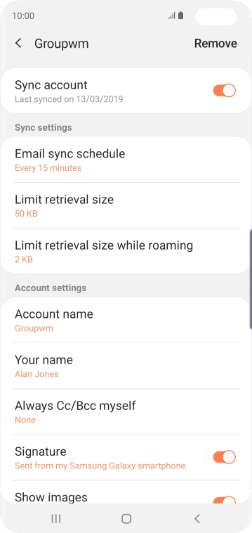 Press the indicator next to 'Sync account' to turn on the function.