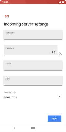 Press the field below 'Username' and key in the username for your email account.