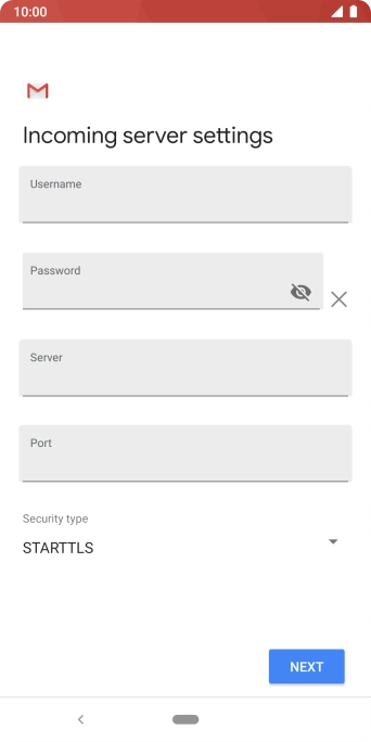 Press the field below 'Username' and key in the username for your email account.