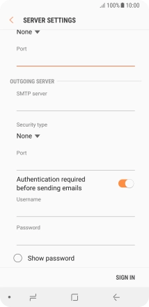 Press the field below 'SMTP server' and key in the name of your email provider's outgoing server.