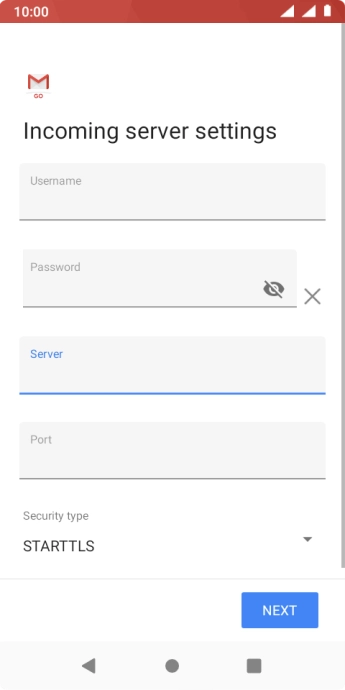 Press the field below 'Port' and key in 143.