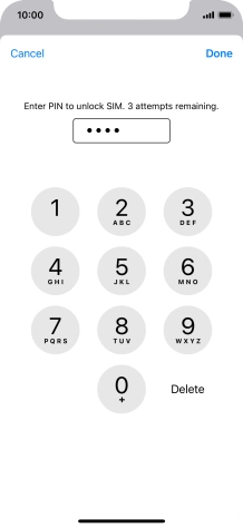 Key in your SIM PIN and press Done. The default SIM PIN is 0000.