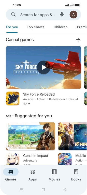 Press the search field.