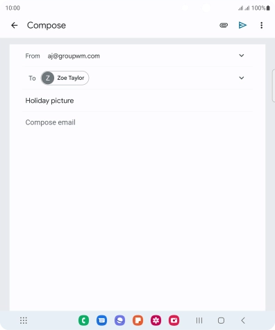 Press the text input field and write the text for your email.