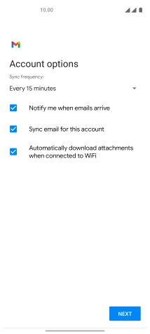 If this screen is displayed, you email account has been recognised and set up automatically. Follow the instructions on the screen to key in more information and finish setting up your phone.
