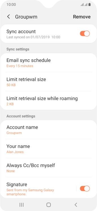 Press the indicator next to 'Sync account' to turn on the function.