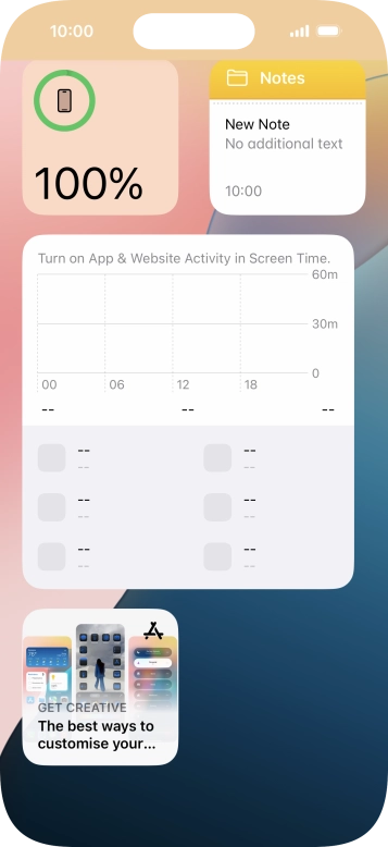 Press and hold the required widget until a pop-up menu is displayed. Press and hold the required widget until a pop-up menu is displayed.