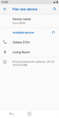 Press the required Bluetooth device and follow the instructions on the screen to pair the device with your phone.