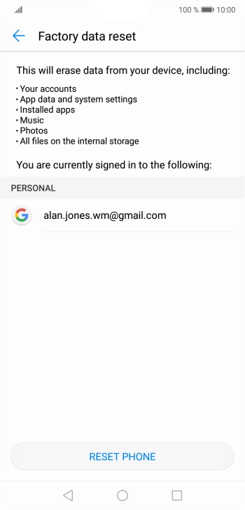 Press RESET PHONE.