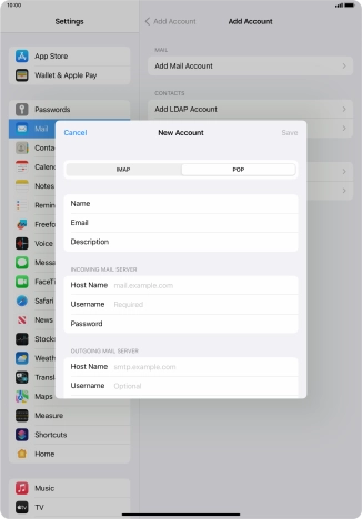 Press Host Name and key in the name of your email provider's incoming server.