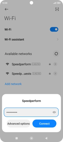 Key in the password for the WiFi network and press Connect.