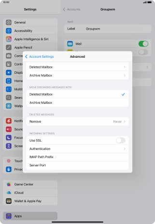 Press the indicator next to 'Use SSL' to turn on the function.