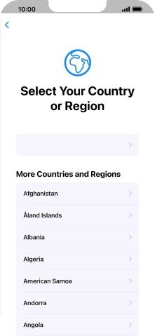 Press the required country or area.