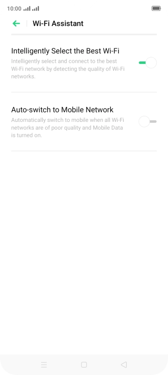 Press the indicator next to 'Auto-switch to Mobile Network' to turn the function on or off.