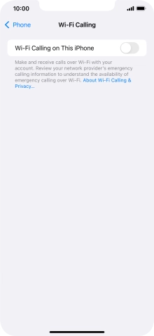 Press the indicator next to 'Wi-Fi Calling on This iPhone' to turn the function on or off.