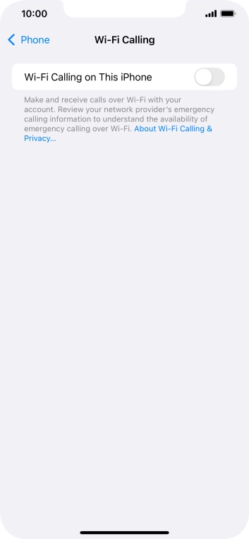 Press the indicator next to 'Wi-Fi Calling on This iPhone' to turn the function on or off.