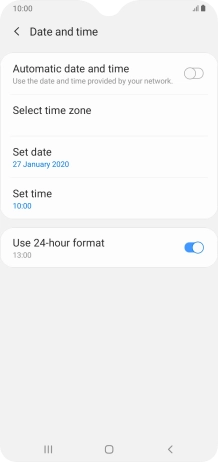 Press the indicator next to 'Automatic date and time' to turn on the function.