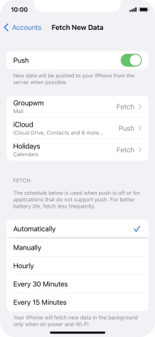 Press the indicator next to 'Push' to turn the function on or off.