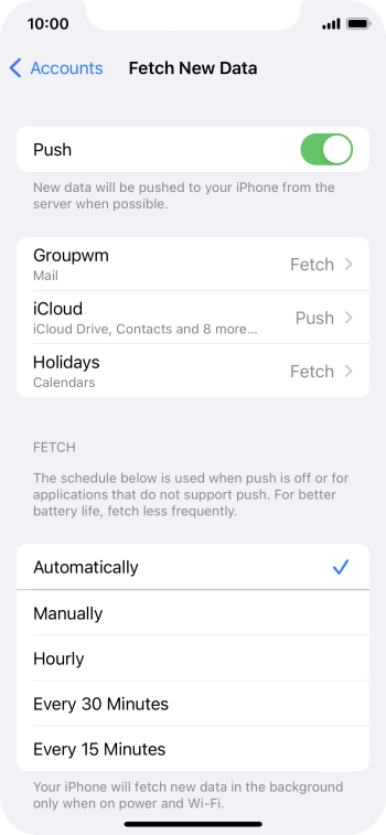 Press the indicator next to 'Push' to turn the function on or off.
