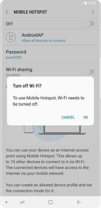 If WiFi is turned on, press OK.