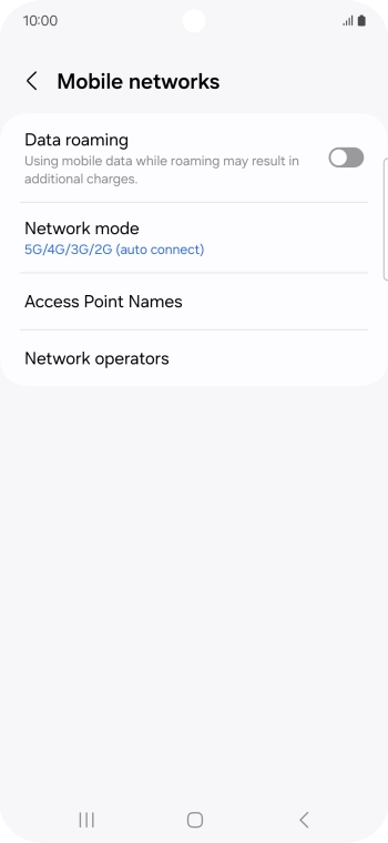 Press the indicator next to 'Data roaming' to turn the function on or off.