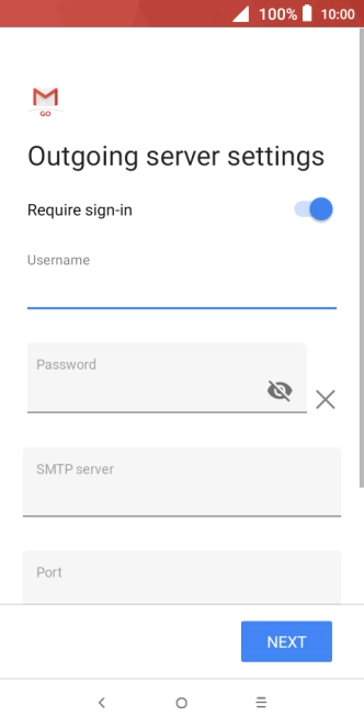 Press the field below 'Password' and key in the password of your email provider's outgoing server.